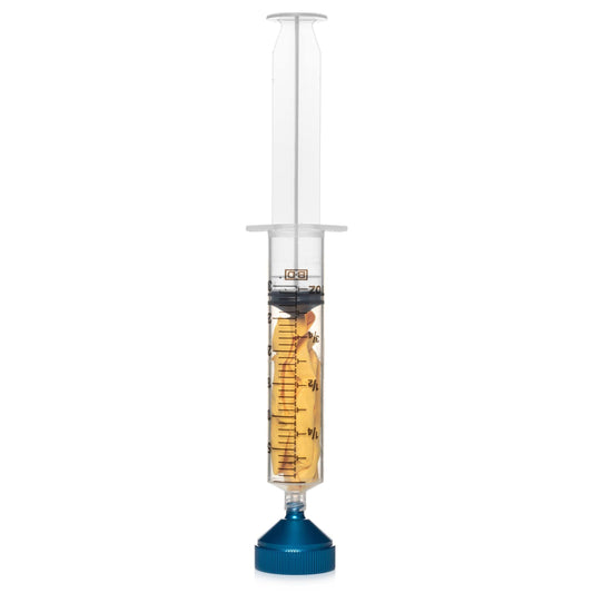 Luer lock syringe decant stand